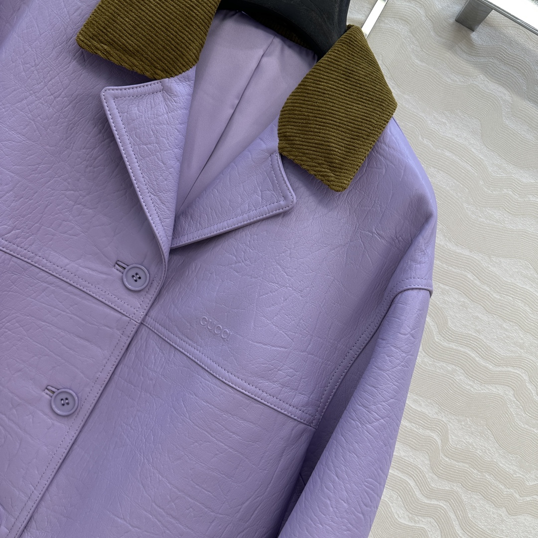 High-End Female Outfit P2208: Premium Quality, Custom-Made Sheep Skin, Retro Style - 图片 3