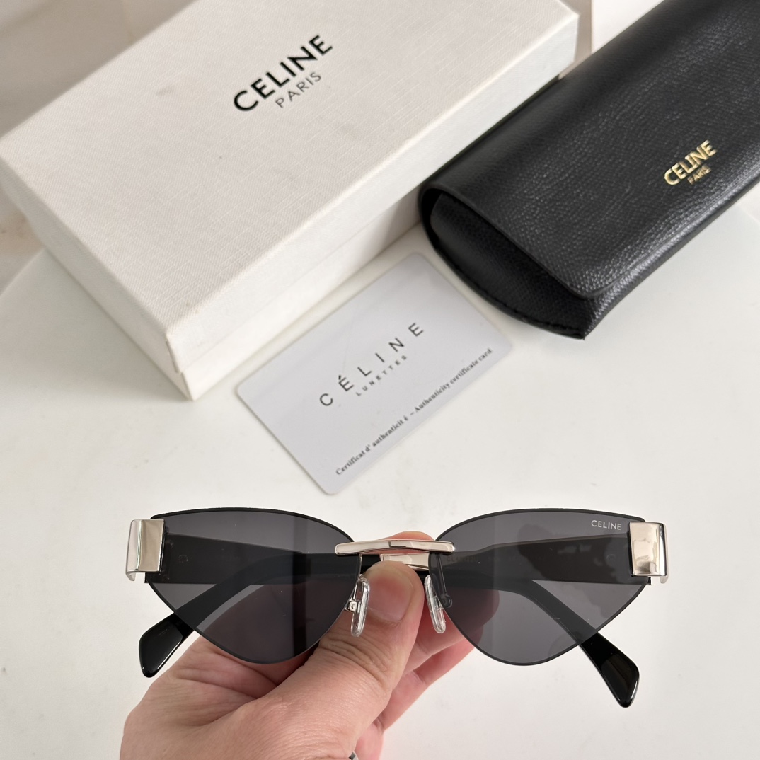 CELINE Sunglasses Metal Rimless Cat Eye