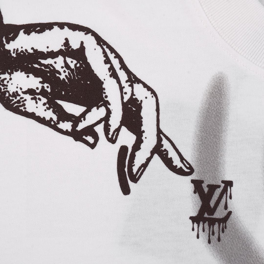 路易威登/Louis Vuitton 夏季新款 锻炼火燃烧印花圆领短袖T恤 白色/黑色