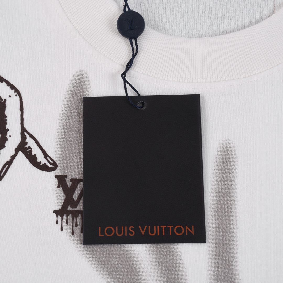 路易威登/Louis Vuitton 夏季新款 锻炼火燃烧印花圆领短袖T恤 白色/黑色