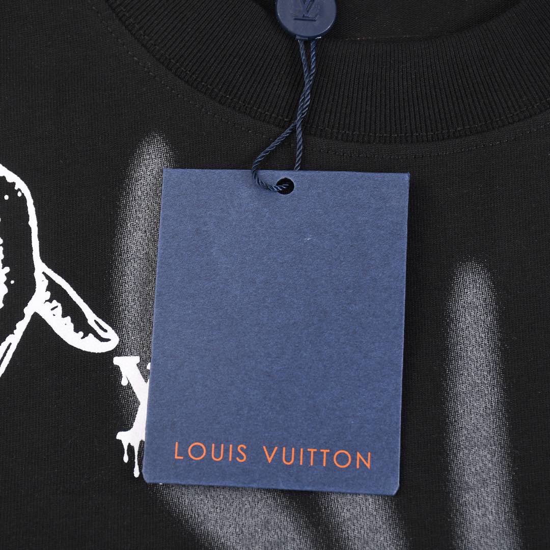 路易威登/Louis Vuitton 夏季新款 锻炼火燃烧印花圆领短袖T恤 白色/黑色