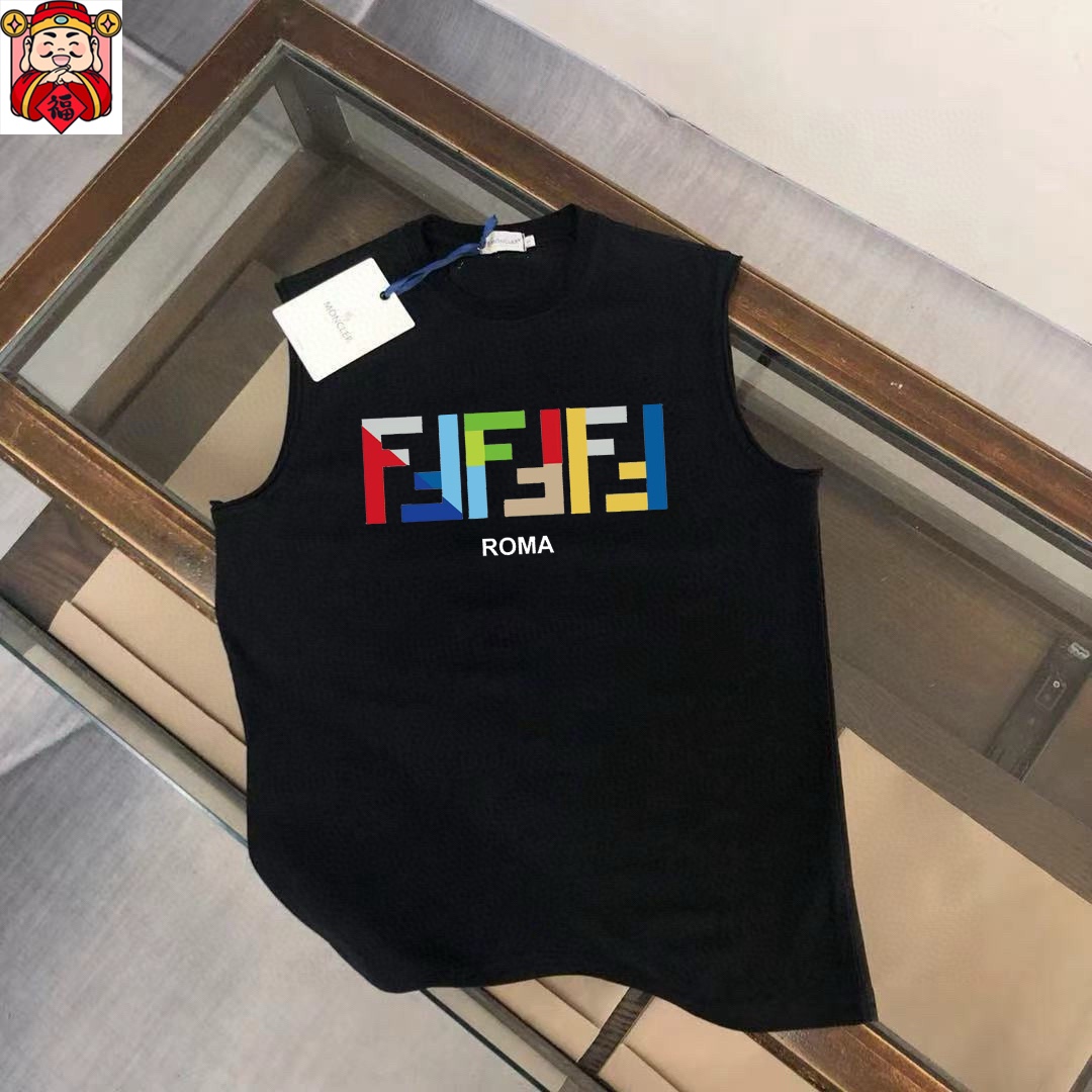 Fendi 品牌【FENDI 芬迪】2025夏季新品背心T袖 简约款式 任何人都可以轻松驾驶 进口定制丝光棉面料 手软舒适有型 吸汗透气