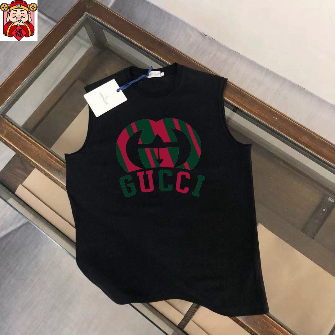 Gucci 品牌【GUCCI 古奇】2025夏季新品背心T袖 简约款式 任何人都可以轻松驾驶 进口定制丝光棉面料 手软舒适有型 吸汗透气