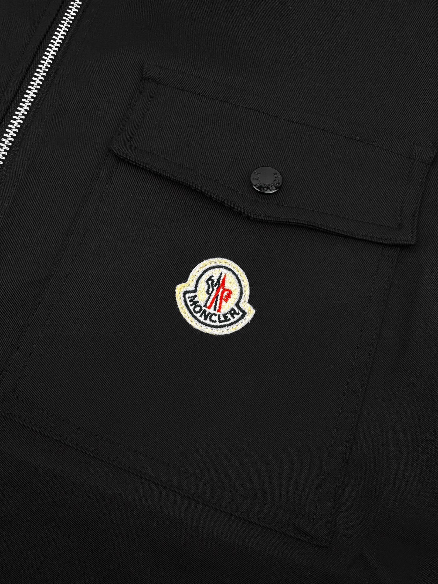Moncler Men's Black Cotton Blend Zip-Up Shirt Jacket with Logo Patch 5 i1751563041 780 3