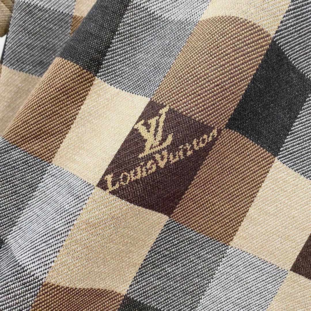 路易威登/Louis Vuitton 夏季新款 经典棋盘格圆领短袖T恤 咖色/绿色