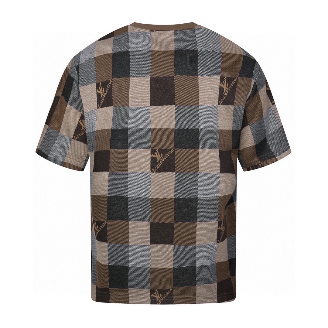 路易威登/Louis Vuitton 夏季新款 经典棋盘格圆领短袖T恤 咖色/绿色