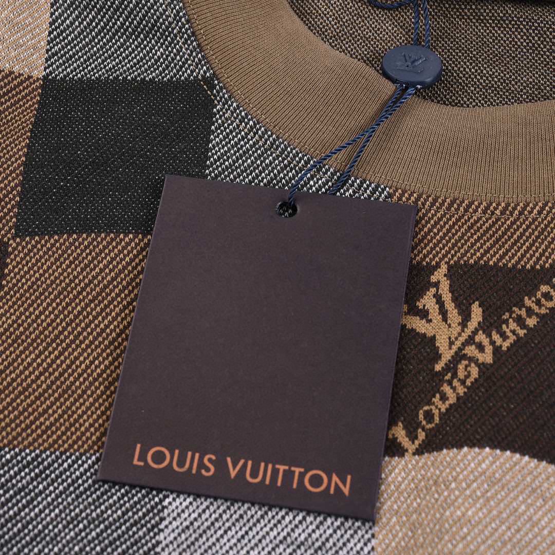 路易威登/Louis Vuitton 夏季新款 经典棋盘格圆领短袖T恤 咖色/绿色