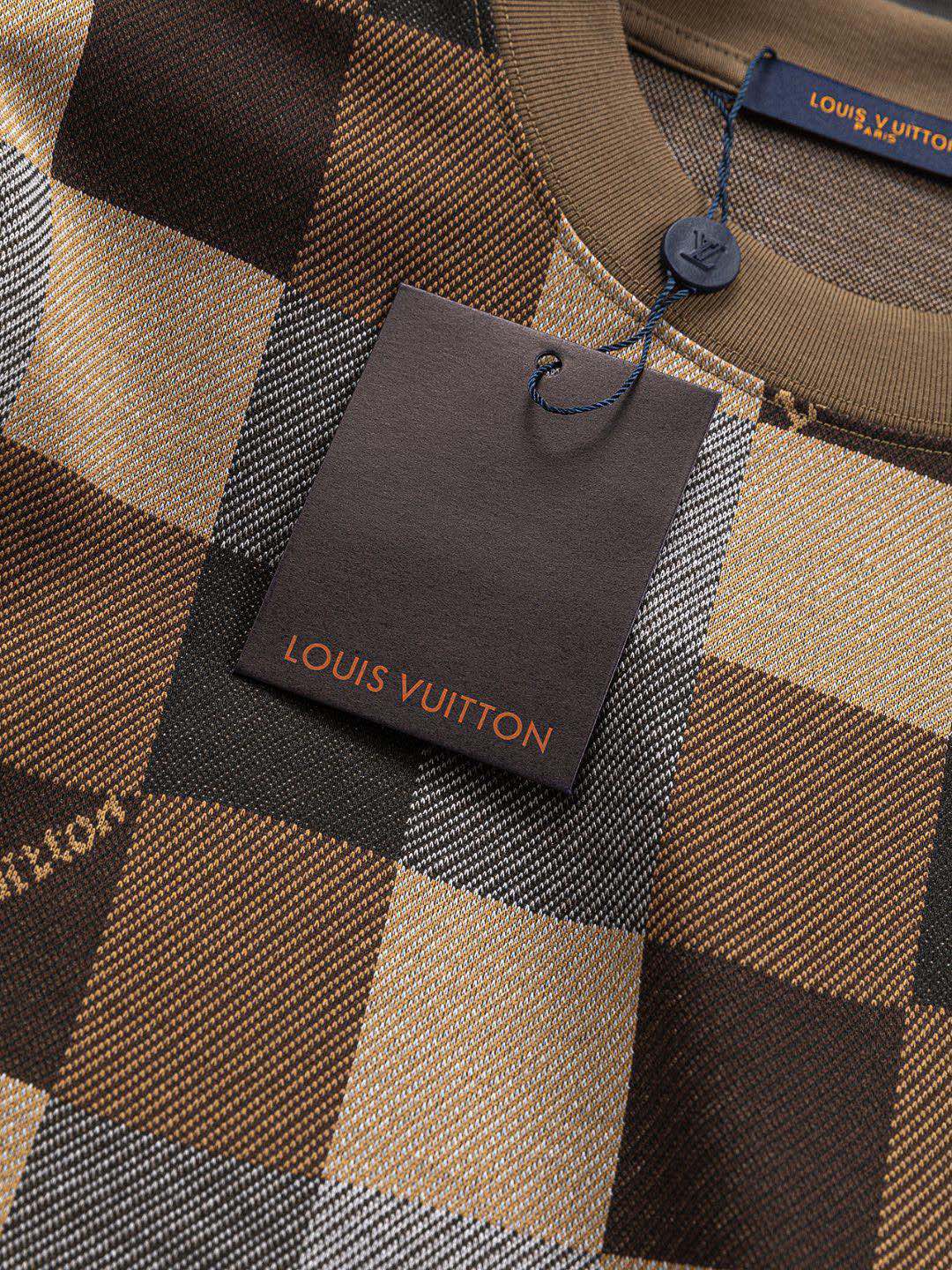路易威登/Louis Vuitton 夏季新款 经典棋盘格圆领短袖T恤 咖色/绿色