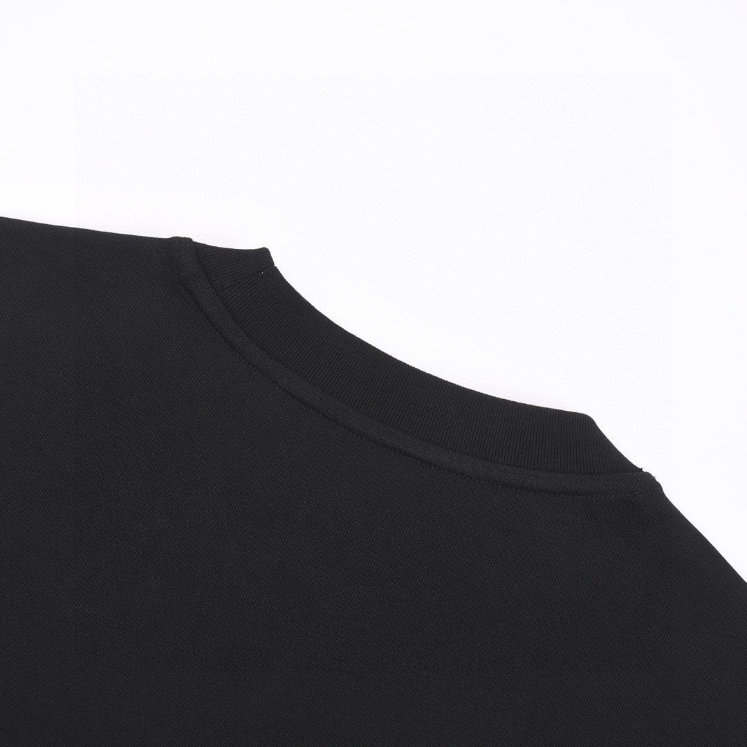 古驰/Gucci 夏季新款 红黄绿三色刺绣字母圆领短袖T恤 黑色/白色