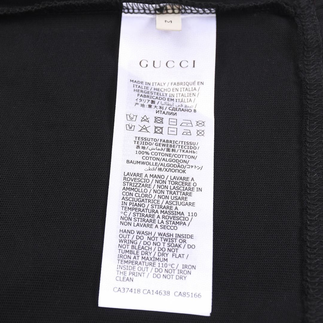 古驰/Gucci 夏季新款 红黄绿三色刺绣字母圆领短袖T恤 黑色/白色