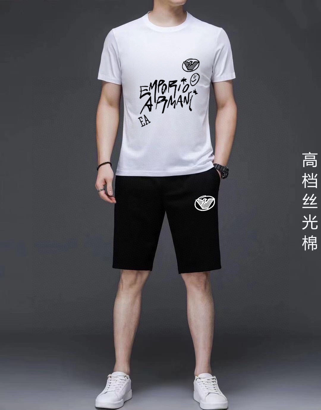直批130💰 品牌【ARMANI阿玛尼】 2025新款男士短袖短裤套装！官网同步销售！市面高端版本！手感细腻柔软！让你穿着更加舒适！立体裁剪版型超赞！尺码:M-5XL(下单请报身高体重)