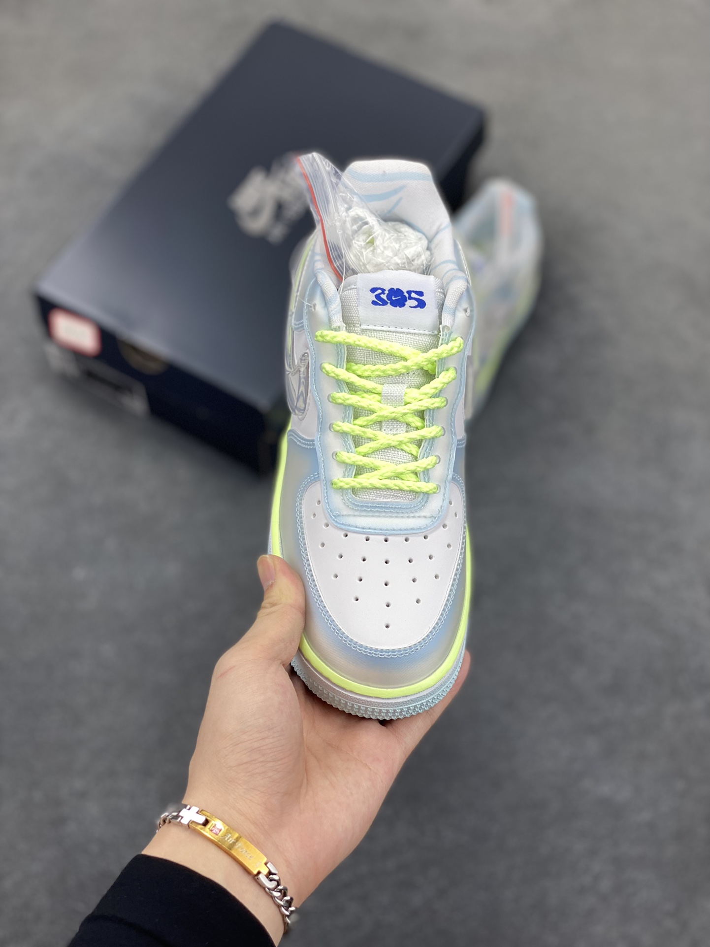 图片[2]-NK Air Force 1 空军一号 果冻蓝 原楦头原纸板 打造纯正空军版型#专注外贸渠道 全掌内置蜂窝气垫 #原盒配件 原厂中底钢印、拉帮完美 货号：HJ4399-400 尺码：36 36.5 37.5 38 38.5 39 40 40.5 41 42 42.5 43 44 44.5 45-选品中心