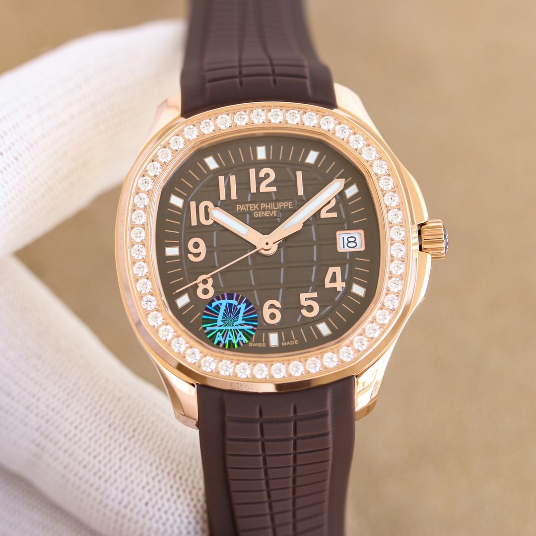 Luxurious 38mm Aquanaut Luce Watch with Diamond Frame and Elegant Design