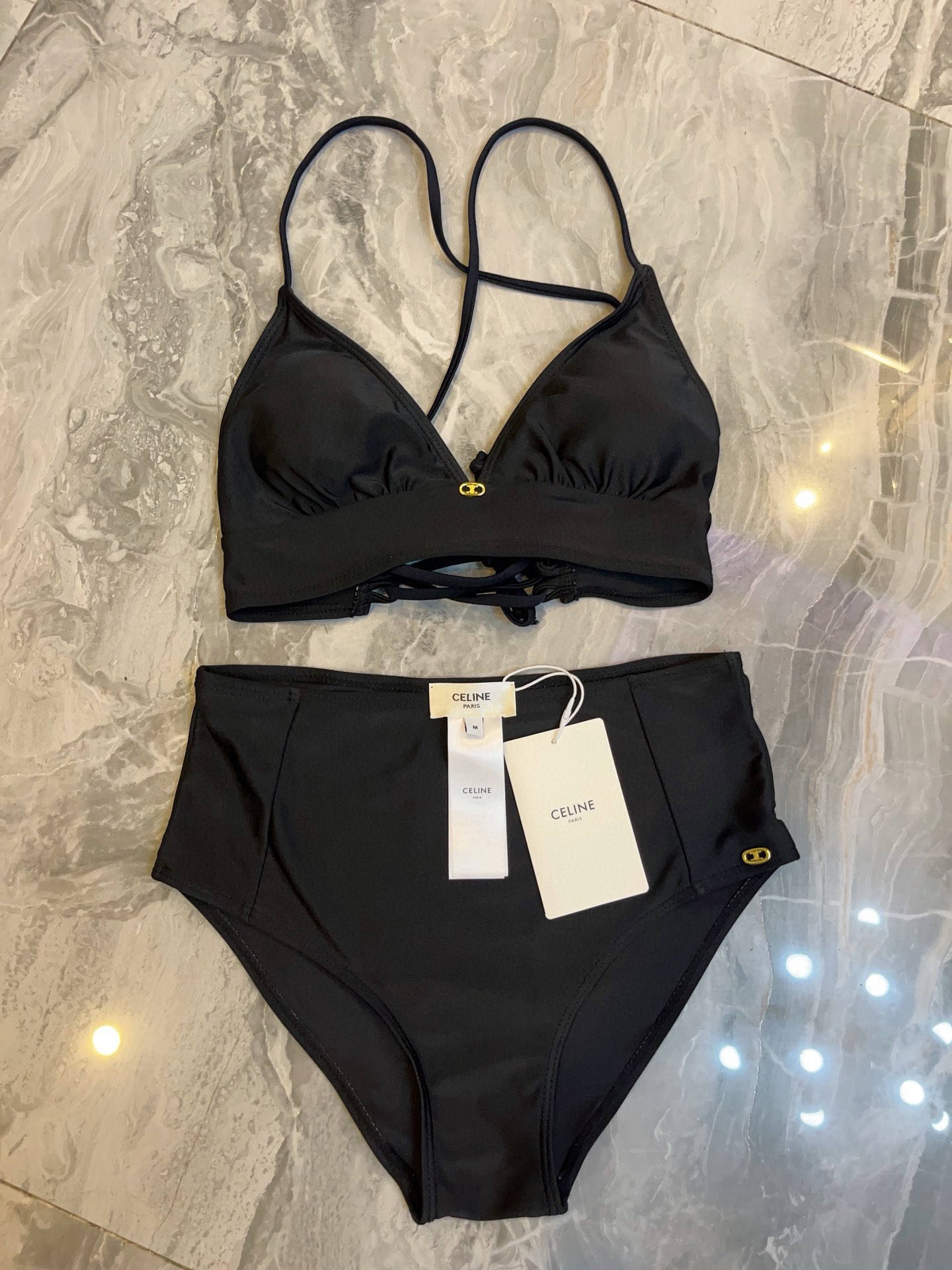  🆕
Celine赛琳高弹力休闲套装泳衣~塑腰小背心-三角裤显码数：SM L Xl