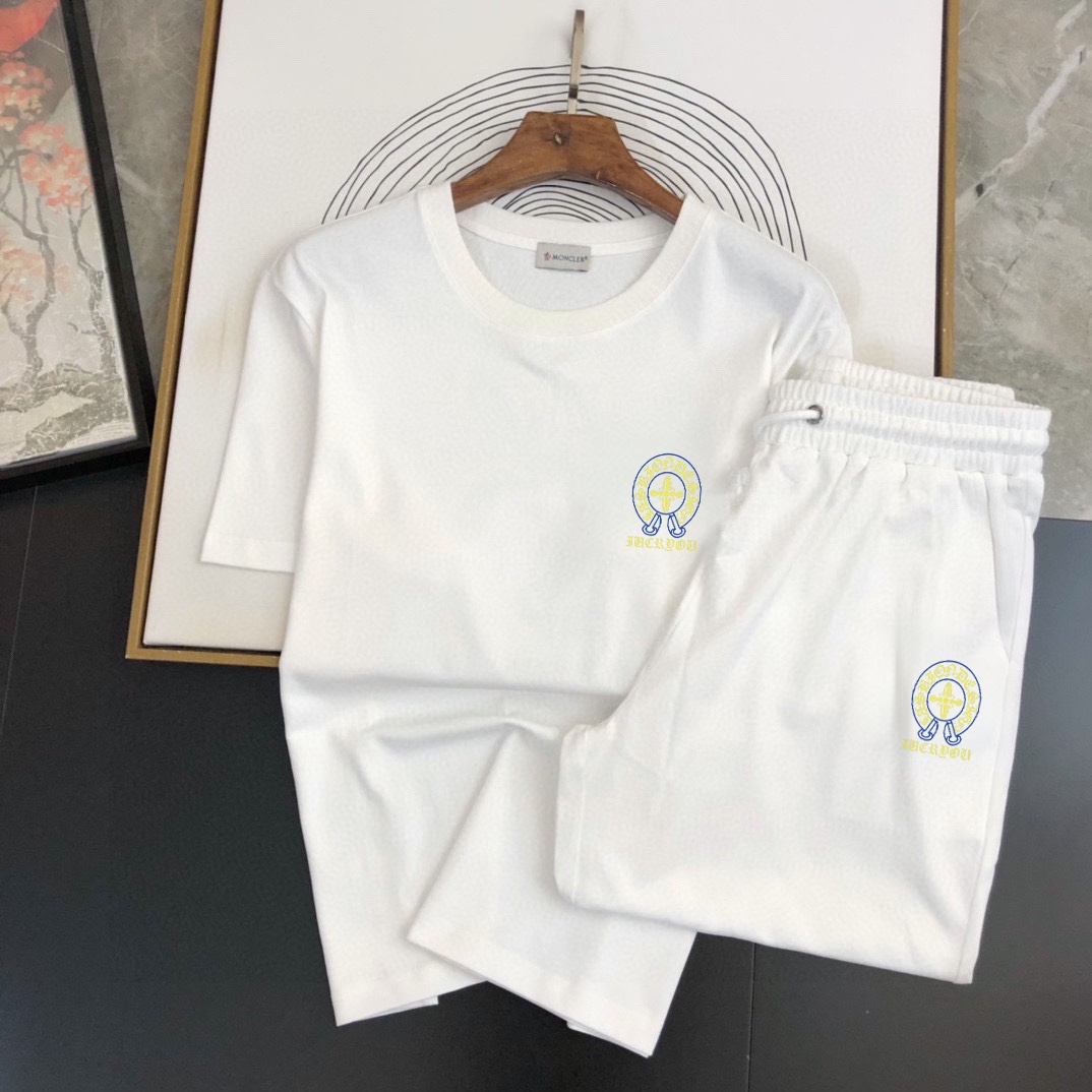Chrome Hearts 品牌【ChampionHearts 克罗心】 2025新款男士短袖短裤套装 销售 市面高端版本 手感细腻柔软 让你穿着更加舒适 立体裁剪版型超赞 尺码:M-5XL下单请报身高体重