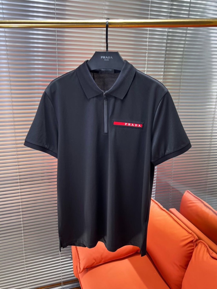  Prada 普拉达2025SS春夏新品男士翻领T恤Polo衫，客供府绸细珠地网眼丝光棉➕针织弹力棉.前