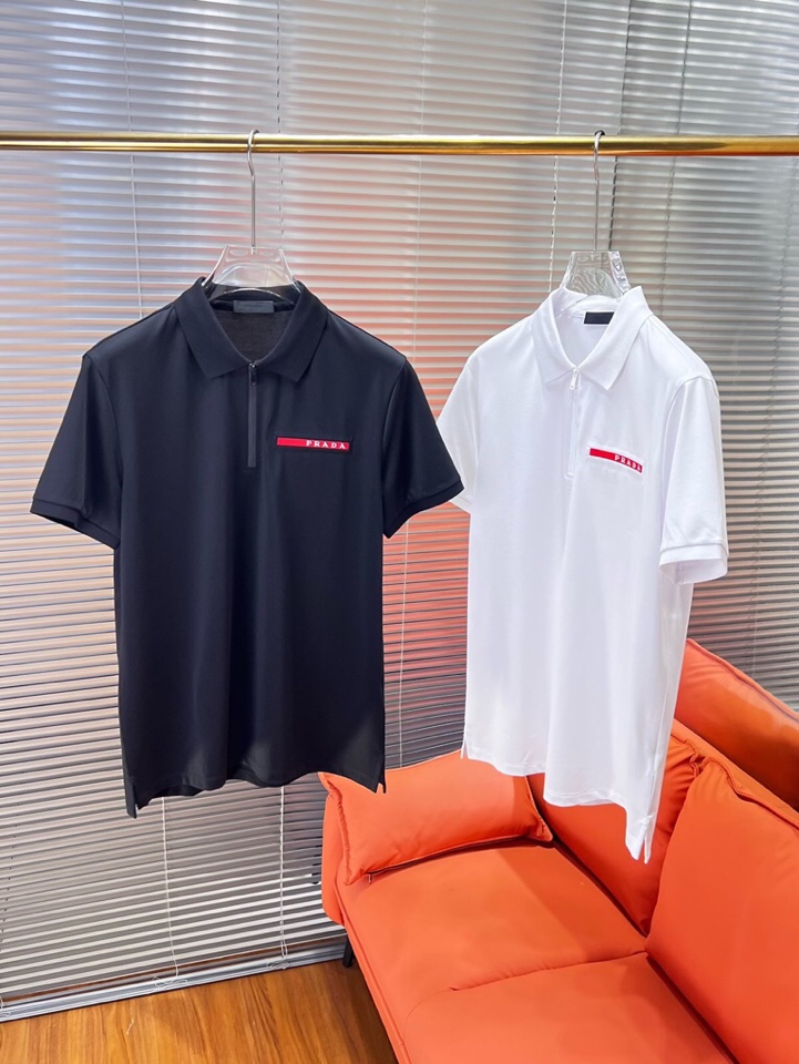  Prada 普拉达2025SS春夏新品男士翻领T恤Polo衫，客供府绸细珠地网眼丝光棉➕针织弹力棉.前