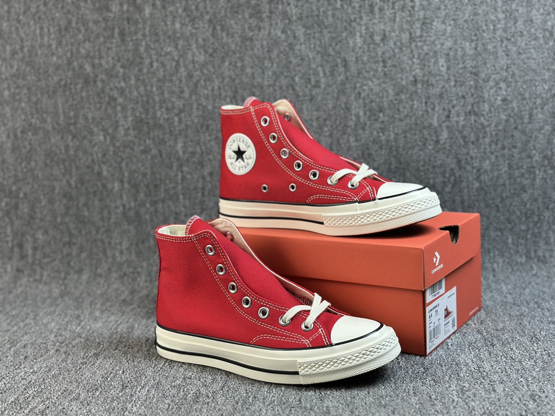 本地() #虎扑版 Converse 匡威 All Star 1970s 蓝底 红色 帆布休闲高帮板鞋 全新鞋盒外标 鞋楦定型 补丁字体印刷空压立体 品质数一数二 硫化双尾条 货号:164944C 尺码:35 36 36.5 37 37.5 38 39