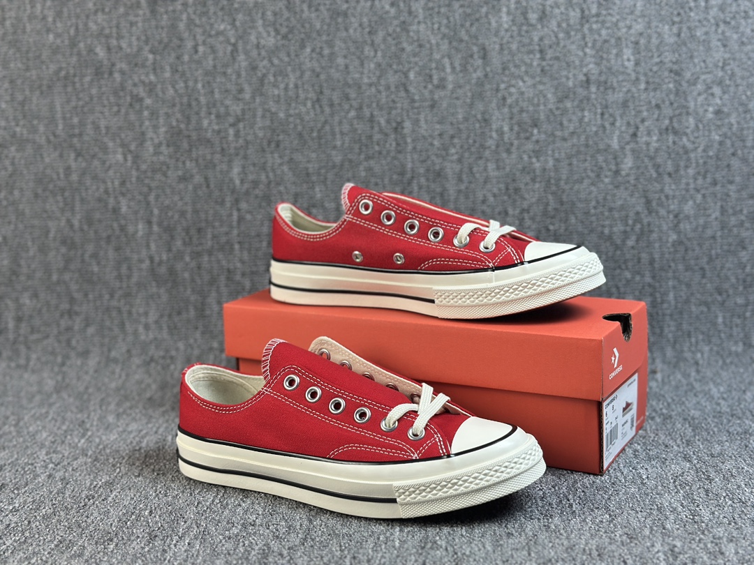 本地() #虎扑版 Converse 匡威 All Star 1970s 蓝底 红色 帆布休闲低帮板鞋 全新鞋盒外标 鞋楦定型 补丁字体印刷空压立体 品质数一数二 硫化双尾条 货号:164949C 尺码:35 36 36.5 37 37.5 38 39