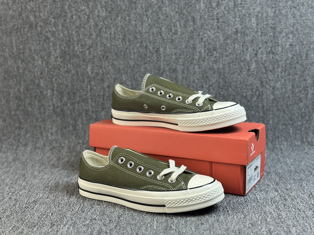 本地() #虎扑版 Converse 匡威 All Star 1970s 蓝底 橄榄绿 帆布休闲低帮板鞋 全新鞋盒外标 鞋楦定型 补丁字体印刷空压立体 品质数一数二 硫化双尾条 货号:162060C 尺码:35 36 36.5 37 37.5 38 39 39.5 40 41 41.5 42 42.5 43 44