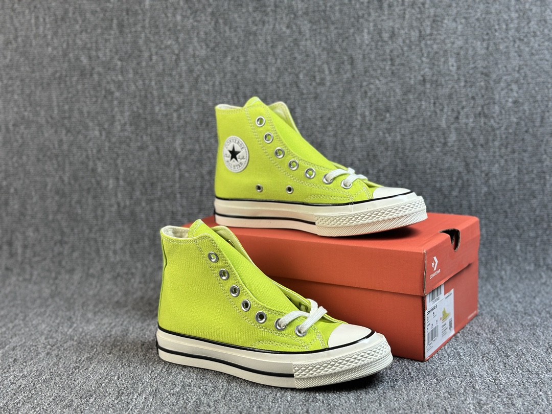 本地() #虎扑版 Converse 匡威 All Star 1970s 蓝底 苹果绿 帆布休闲高帮板鞋 全新鞋盒外标 鞋楦定型 补丁字体印刷空压立体 品质数一数二 硫化双尾条 货号:172141C 尺码:35 36 36.5 37 37.5 38 39