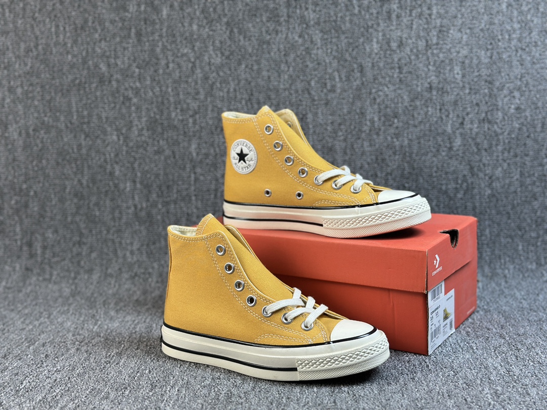 本地() #虎扑版 Converse 匡威 All Star 1970s 蓝底 黄色 帆布休闲高帮板鞋 全新鞋盒外标 鞋楦定型 补丁字体印刷空压立体 品质数一数二 硫化双尾条 货号:162054C 尺码:35 36 36.5 37 37.5 38 39 39.5 40 41 41.5 42 42.5 43 44