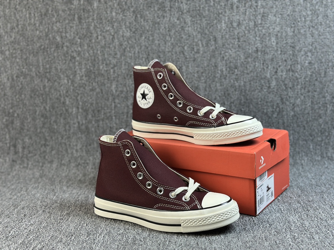 本地() #虎扑版 Converse 匡威 All Star 1970s 蓝底 枣红色 帆布休闲高帮板鞋 全新鞋盒外标 鞋楦定型 补丁字体印刷空压立体 品质数一数二 硫化双尾条 货号:162051C 尺码:35 36 36.5 37 37.5 38 39 39.5 40 41 41.5 42 42.5 43 44