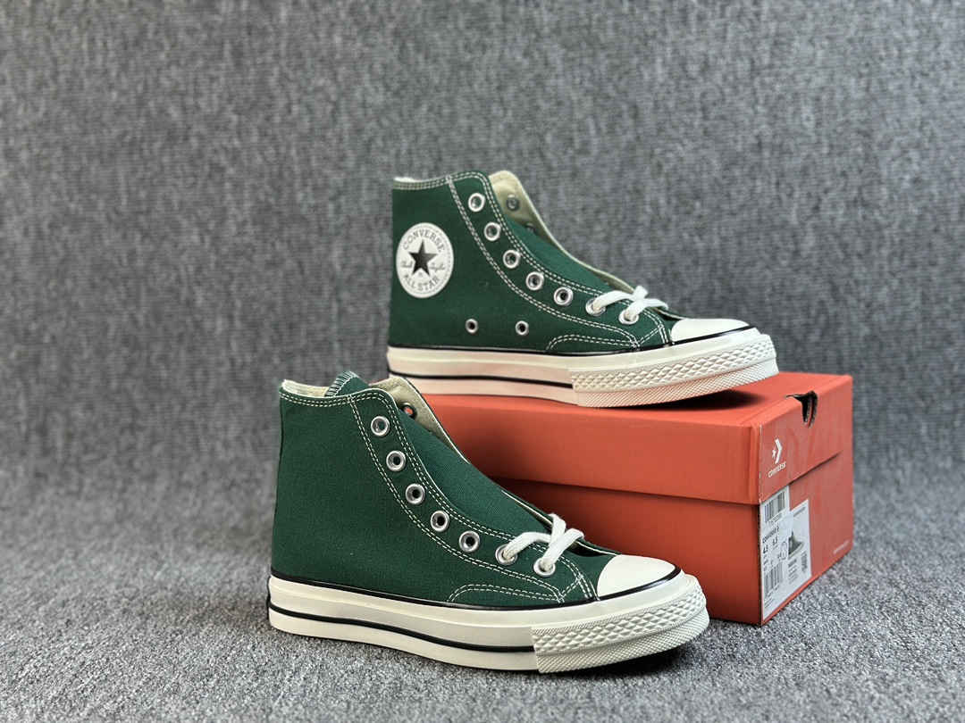 本地() #虎扑版 Converse 匡威 All Star 1970s 蓝底 墨绿色 帆布休闲高帮板鞋 全新鞋盒外标 鞋楦定型 补丁字体印刷空压立体 品质数一数二 硫化双尾条 货号:168508C 尺码:35 36 36.5 37 37.5 38 39 39.5 40 41 41.5 42 42.5 43 44