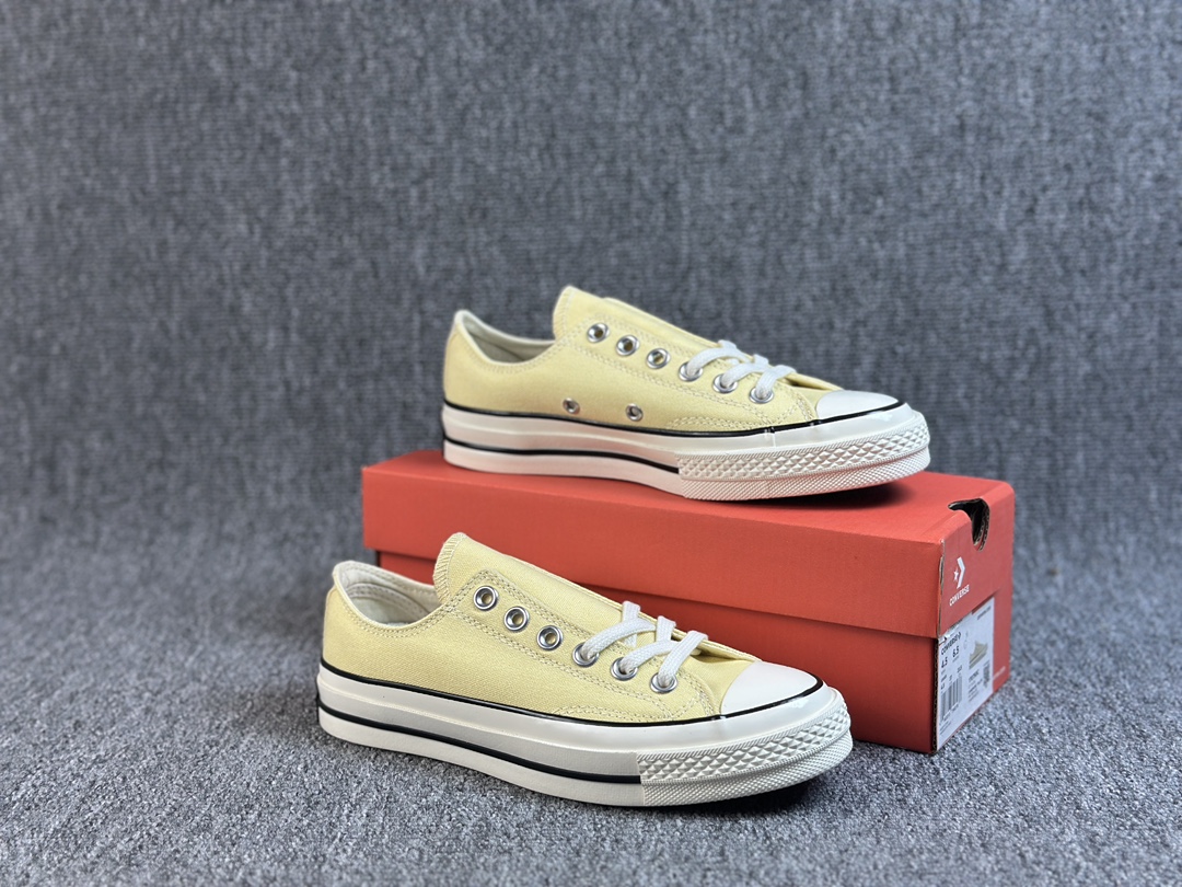 本地() #虎扑版 Converse 匡威 All Star 1970s 蓝底 香槟黄色 帆布休闲低帮板鞋 全新鞋盒外标 鞋楦定型 补丁字体印刷空压立体 品质数一数二 硫化双尾条 货号:170793C 尺码:35 36 36.5 37 37.5 38 39