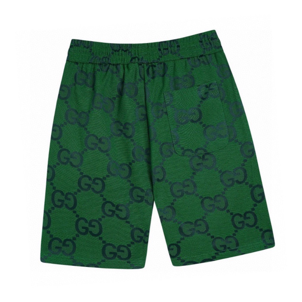 古驰/Gucci 夏季新款 满印老花提花休闲短裤绿色/卡其色