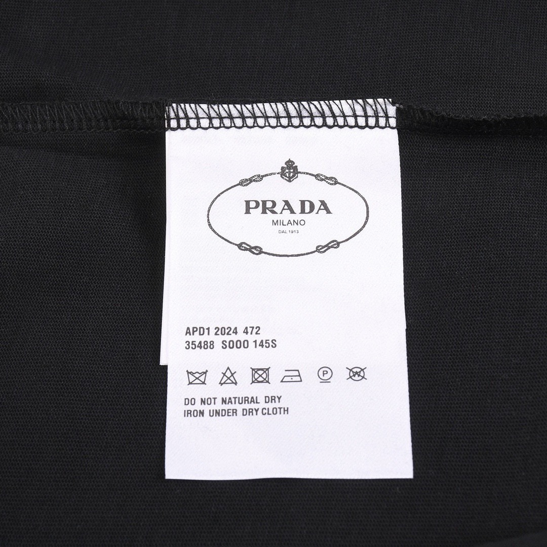 普拉达/Prada 夏季新款 金色徽标刺绣圆领短袖T恤
