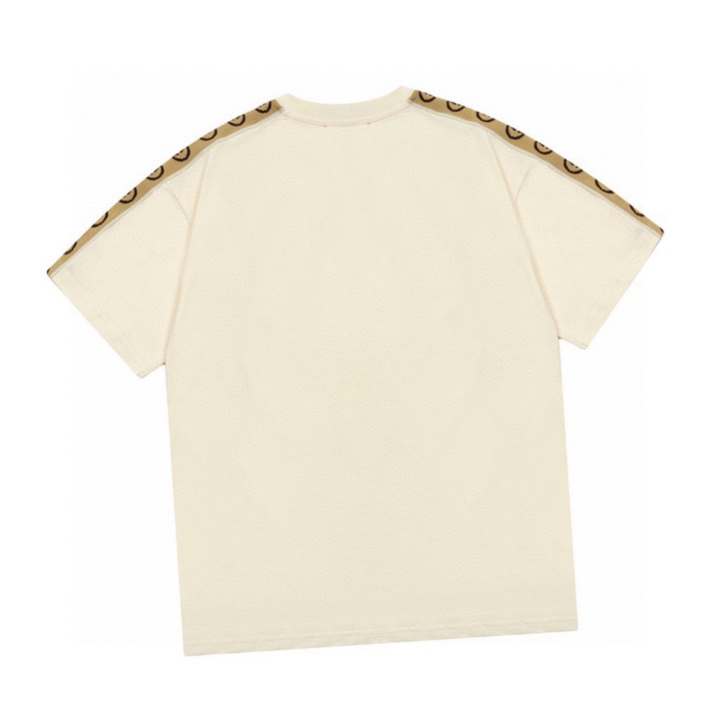 古驰/Gucci 夏季新款 两侧双G织带圆领短袖 黑色/杏色