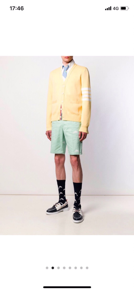 🔥 THOM BROWNE 汤姆布朗 TB马卡龙四杠棉纱开衫  情侣款开衫\n码数：1-4  颜色：浅蓝