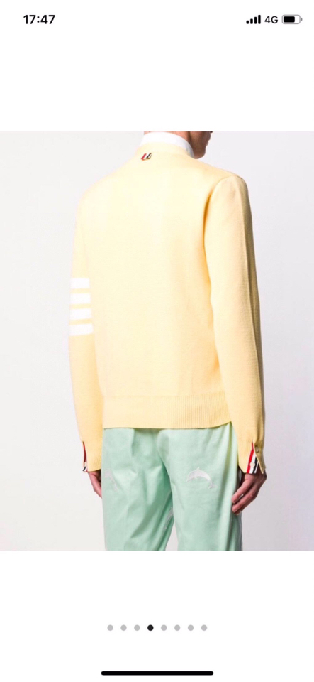 🔥 THOM BROWNE 汤姆布朗 TB马卡龙四杠棉纱开衫  情侣款开衫\n码数：1-4  颜色：浅蓝