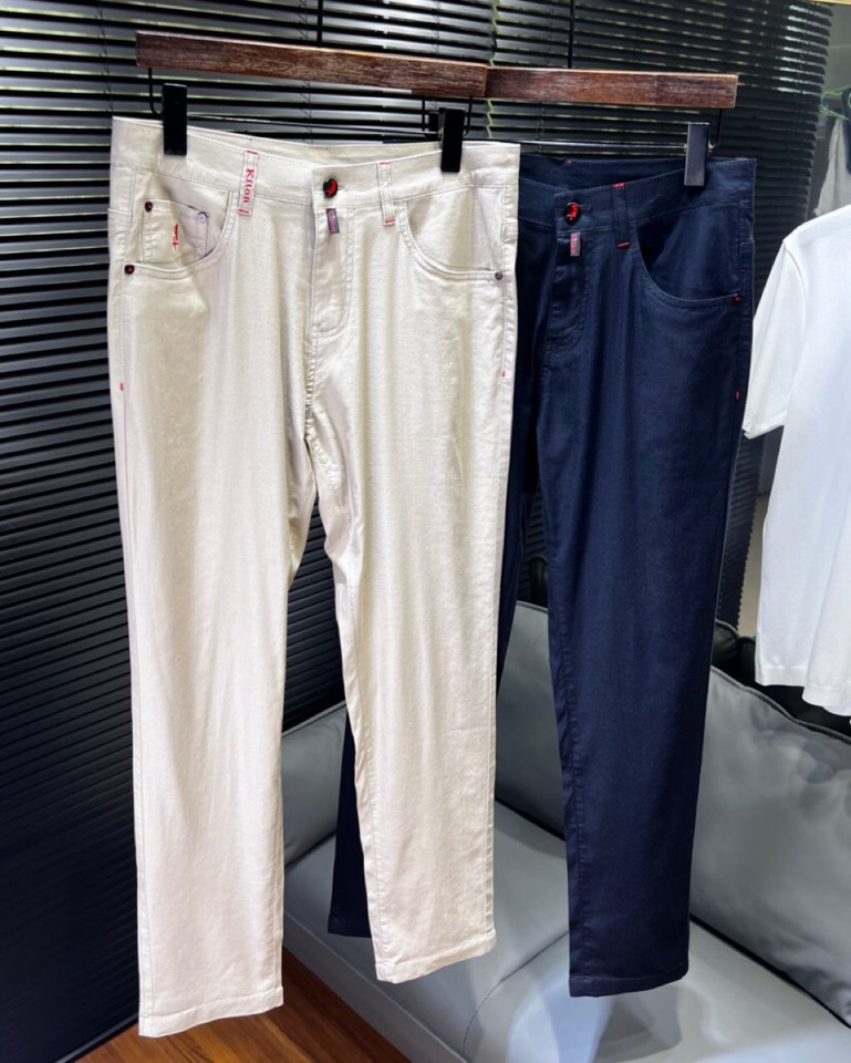 🔥Kiton 奇顿2025ss 春夏新品男士经典直筒 亚麻混纺五袋裤休闲裤， 高奢内敛低调，轻松驾驭不挑