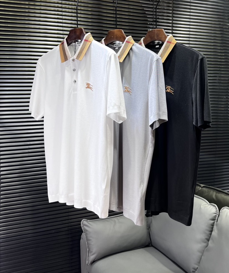 🔥Burberry 巴宝莉2025ss 春夏新品男士棉质 针织短袖翻领T恤POLO衫， 高奢内敛低调，轻