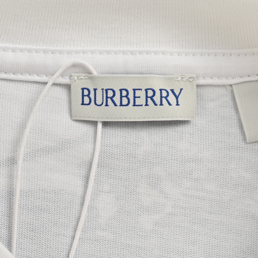 巴宝莉/Burberry 夏季新款 满印渐变蓝色战马印花圆领短袖T恤 裂纹印花 白色
