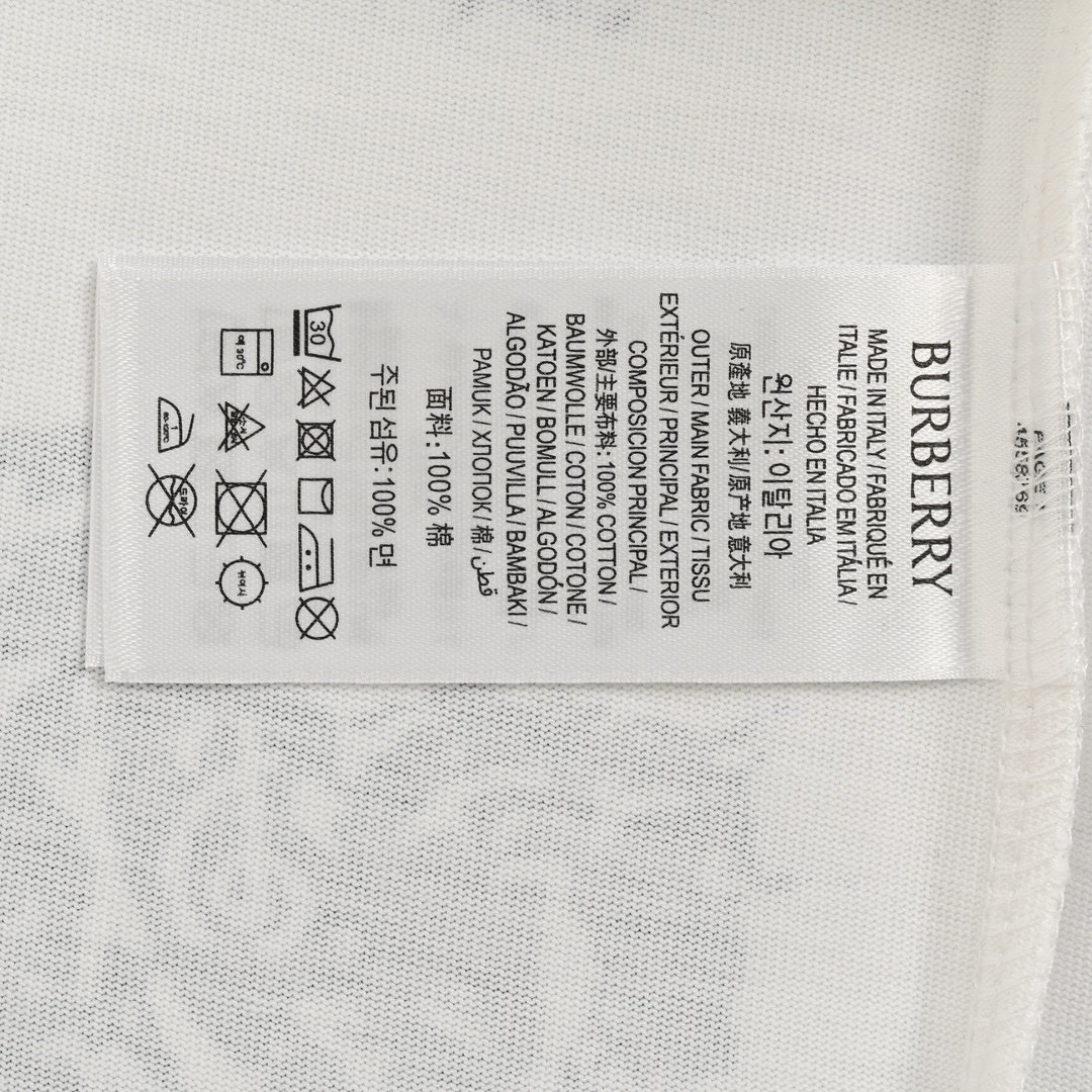 巴宝莉/Burberry 夏季新款 满印渐变蓝色战马印花圆领短袖T恤 裂纹印花 白色