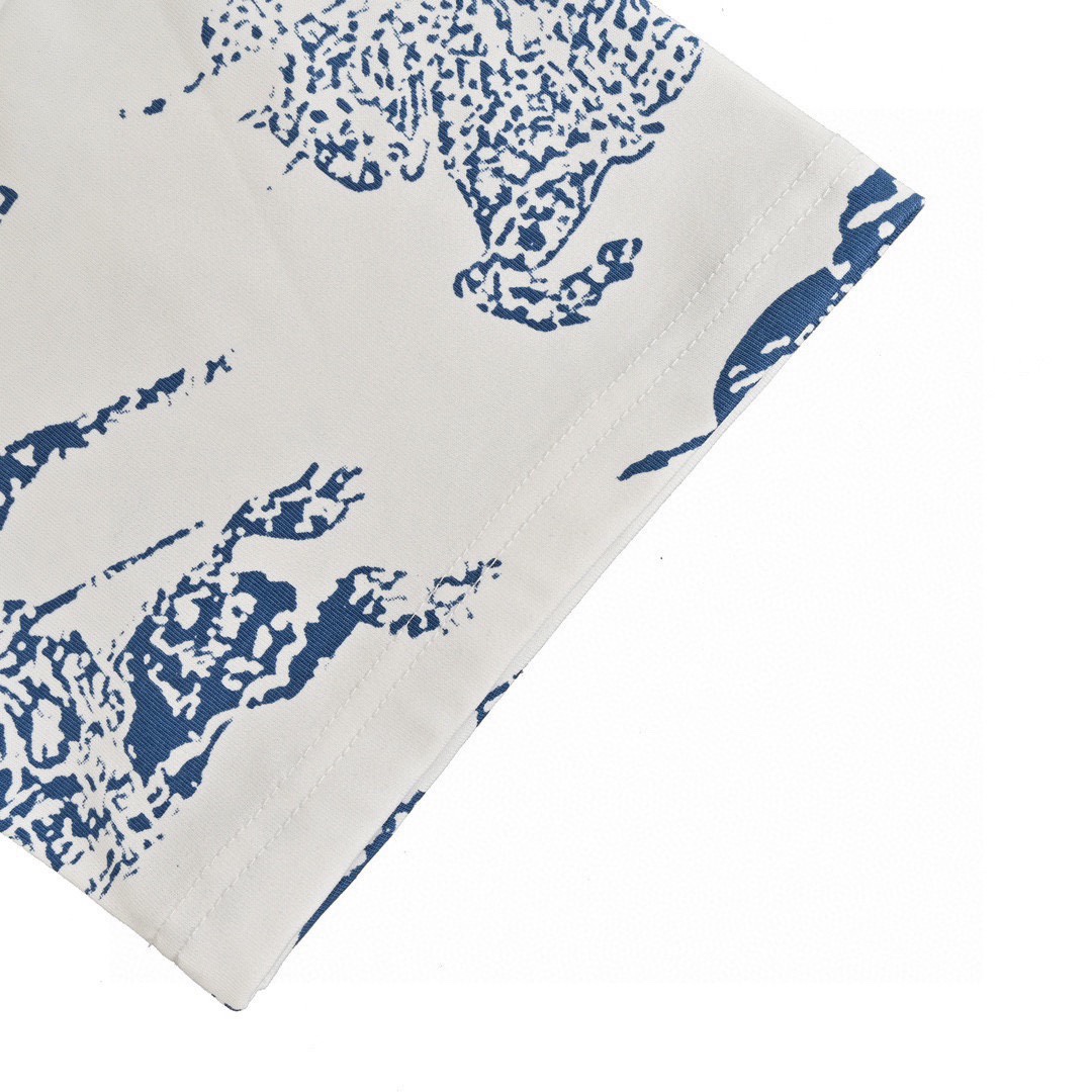 巴宝莉/Burberry 夏季新款 满印渐变蓝色战马印花圆领短袖T恤 裂纹印花 白色