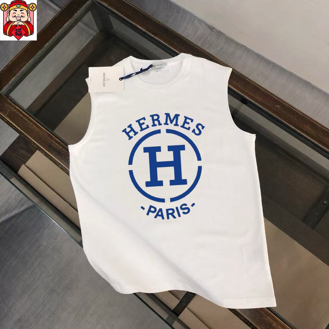 Hermès 品牌【HERMES 爱马仕】2025夏季新品背心T袖 简约款式 任何人都可以轻松驾驶 进口定制丝光棉面料 手软舒适有型 吸汗透气