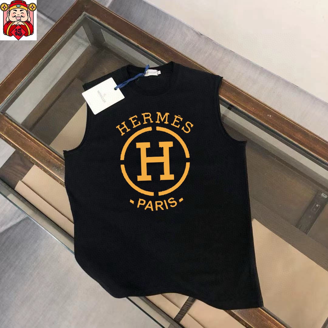 Hermès 品牌【HERMES 爱马仕】2025夏季新品背心T袖 简约款式 任何人都可以轻松驾驶 进口定制丝光棉面料 手软舒适有型 吸汗透气
