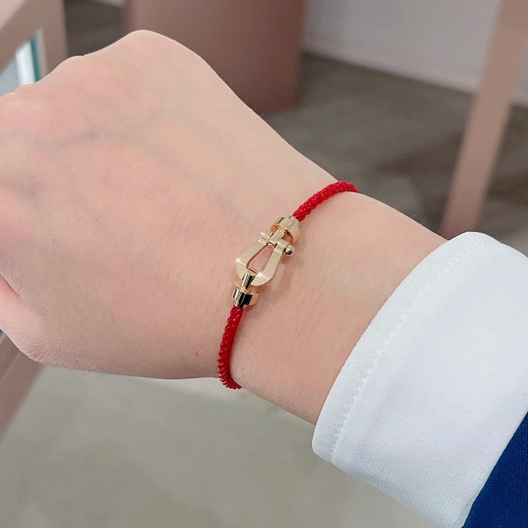 💥新品发布❤火爆🎉钢丝费雷德 Fred斐登满钻、半钻、无钻马蹄扣中性款高品质黑色钢丝绳手链手镯！本命绳