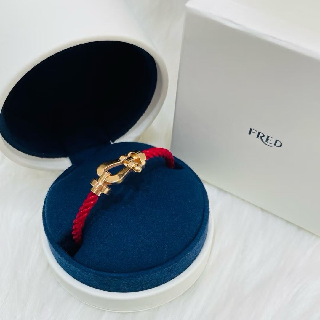 💥新品发布❤火爆🎉钢丝费雷德 Fred斐登满钻、半钻、无钻马蹄扣中性款高品质黑色钢丝绳手链手镯！本命绳