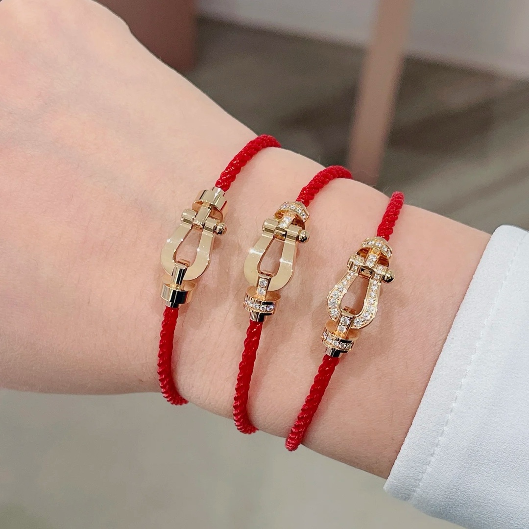  💥新品发布❤火爆🎉钢丝费雷德 Fred斐登满钻、半钻、无钻马蹄扣中性款高品质黑色钢丝绳手链手镯！本命绳