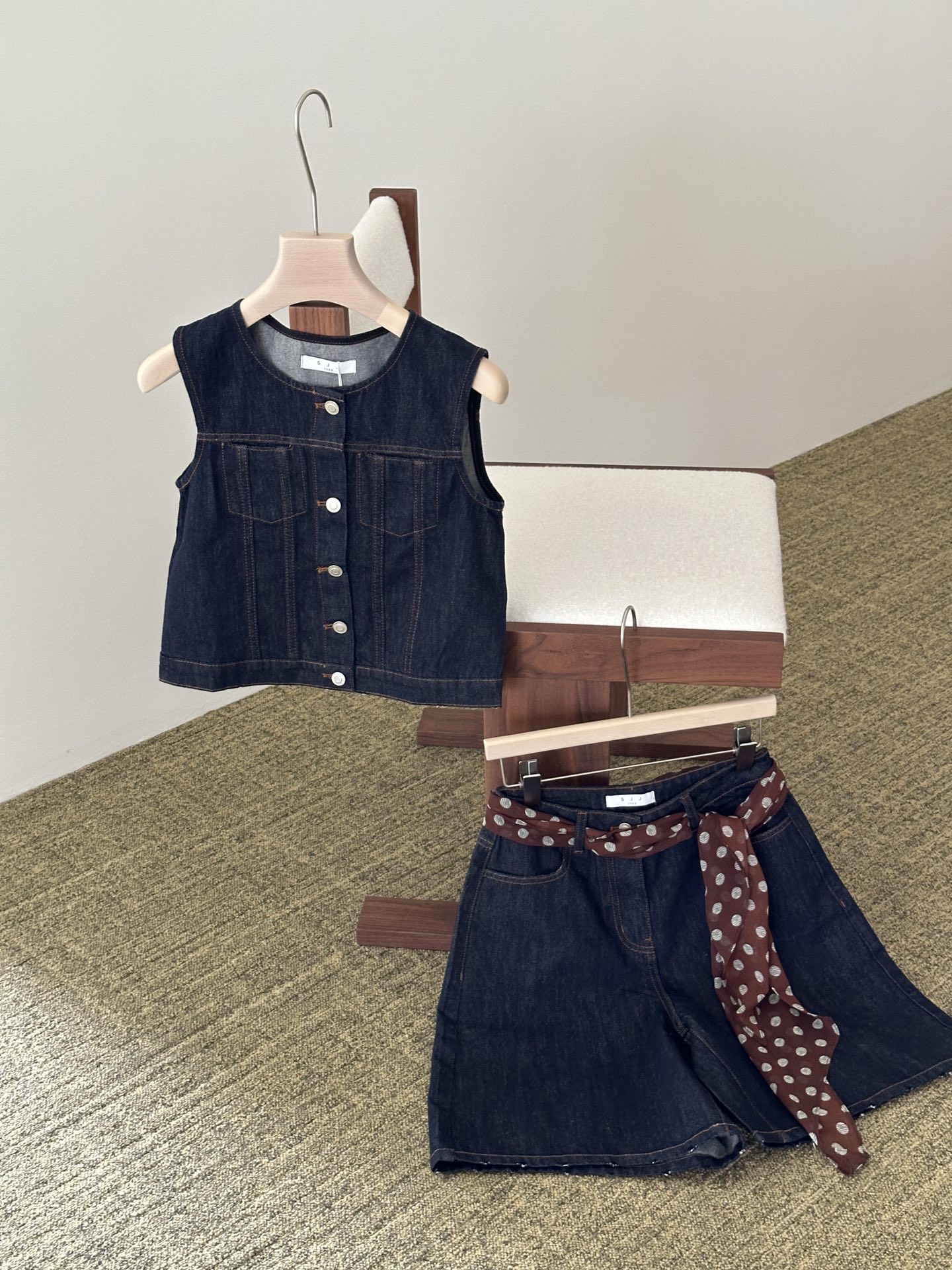 NO:440698,YS ｜New Summer Collection Denim Set with Scarf Belt ~ SML,,alexander wang19860909YS ｜New Summer Collection 牛仔套装 配丝巾腰带～  SML,,alexander wang,Women's clothing