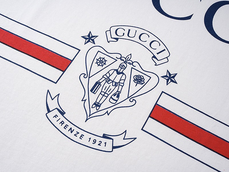 古驰/Gucci 夏季新款 1921行李员徽章印花撞色拼接圆领短袖T恤-莆田鞋,莆田鞋货源,高仿鞋,高仿鞋货源,安福档口,莆田高仿鞋,莆田鞋批发,高仿鞋批发,莆田高仿运动鞋,高仿运动鞋,莆田运动鞋 古驰/Gucci 夏季新款 1921行李员徽章印花撞色拼接圆领短袖T恤