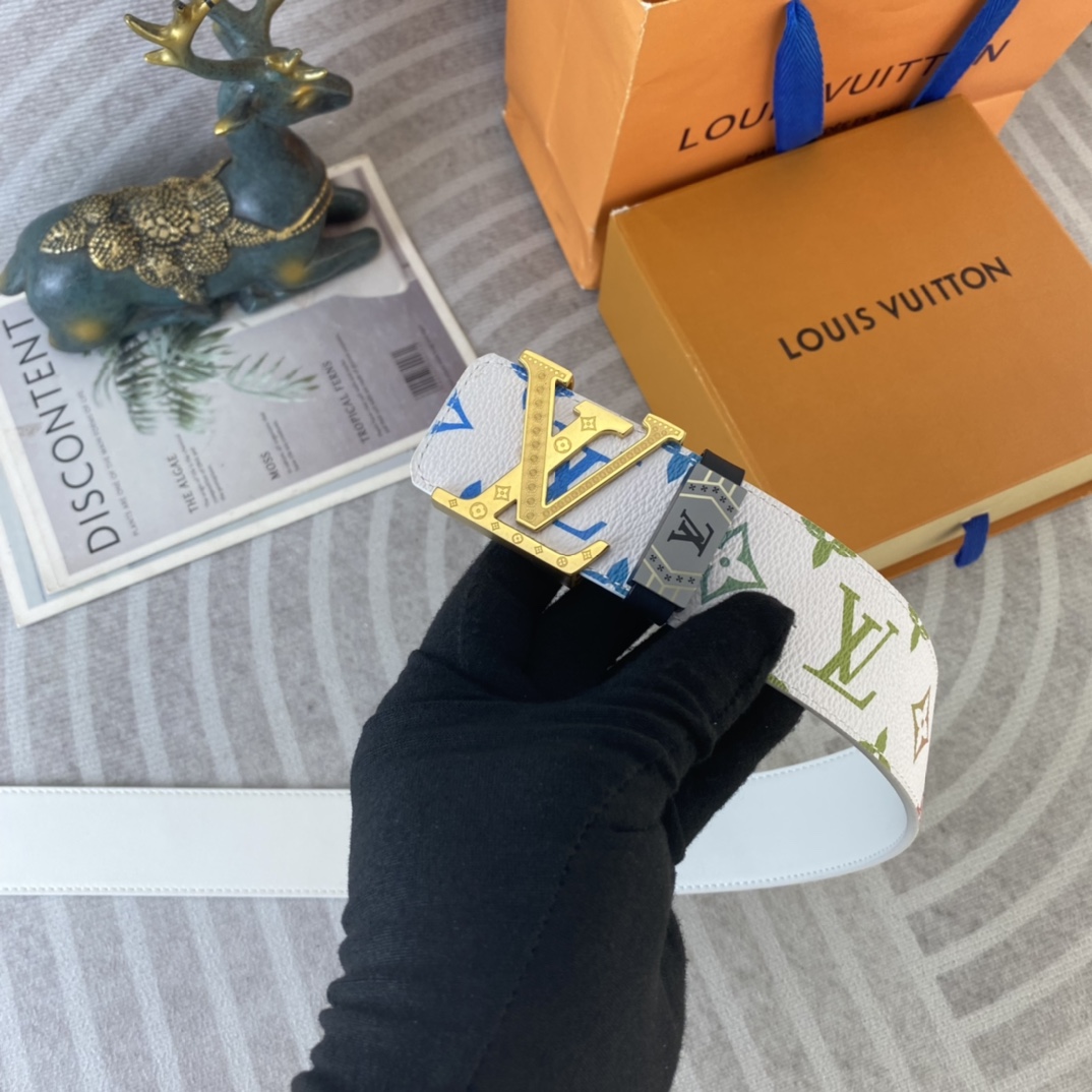 LV💕 特种皮腰带系列 ，原厂五金精品不锈钢扣，手感柔软舒适 宽3.8CM。