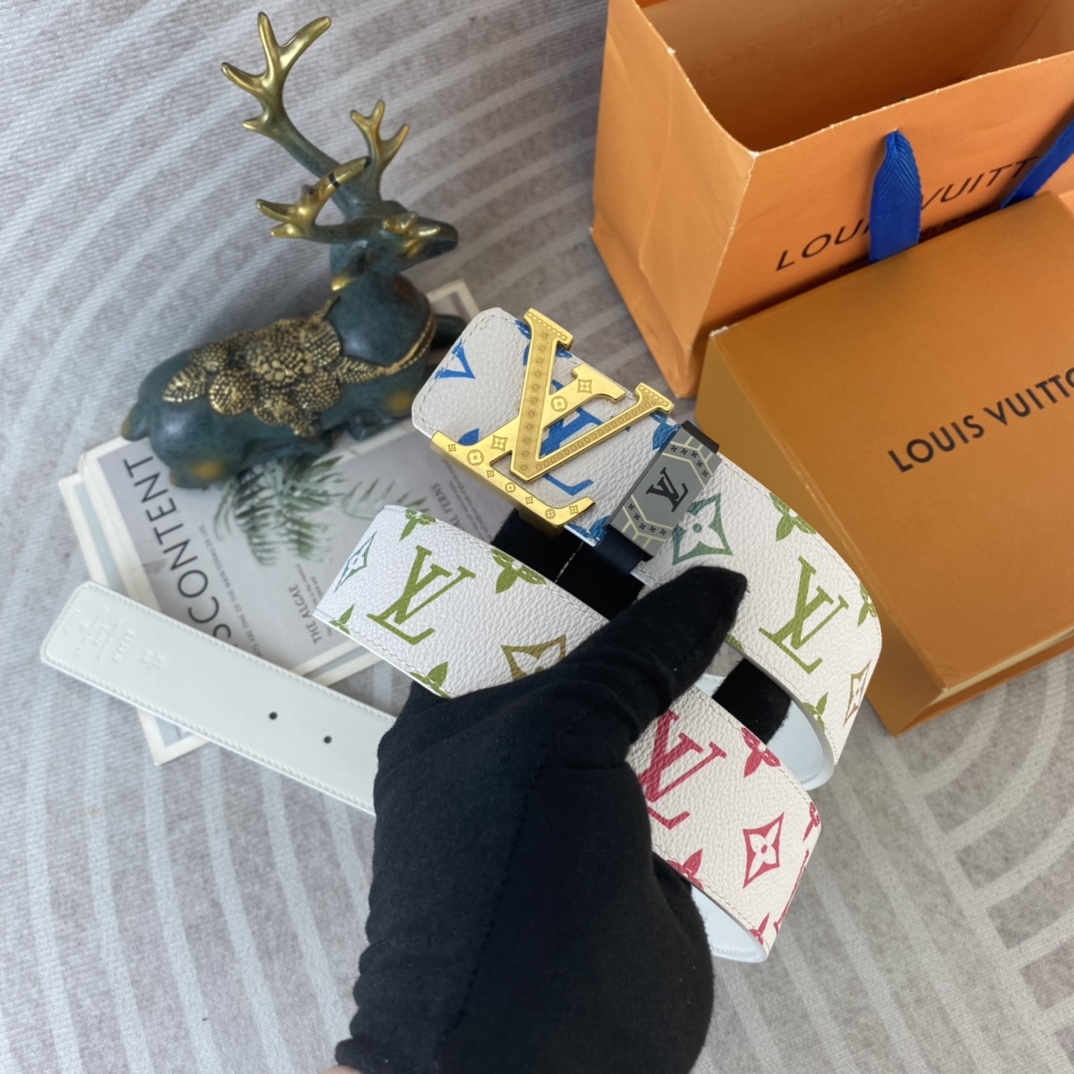 LV💕 特种皮腰带系列 ，原厂五金精品不锈钢扣，手感柔软舒适 宽3.8CM。