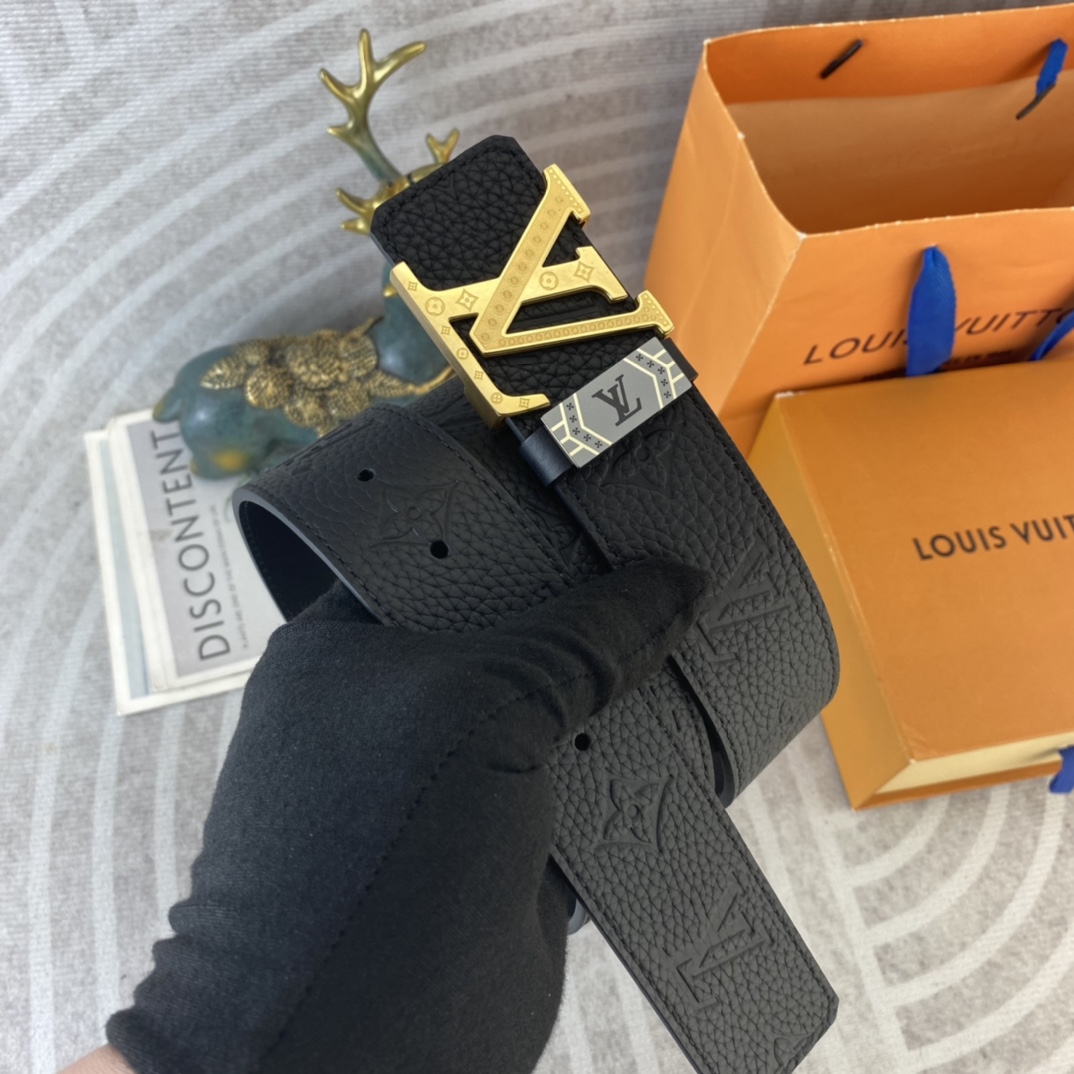 LV💕 特种皮腰带系列 ，原厂五金精品不锈钢扣，手感柔软舒适 宽3.8CM。