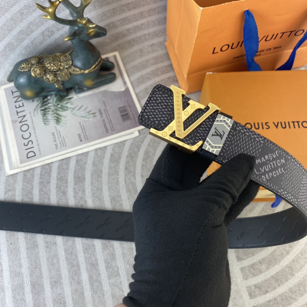 LV💕 特种皮腰带系列 ，原厂五金精品不锈钢扣，手感柔软舒适 宽3.8CM。